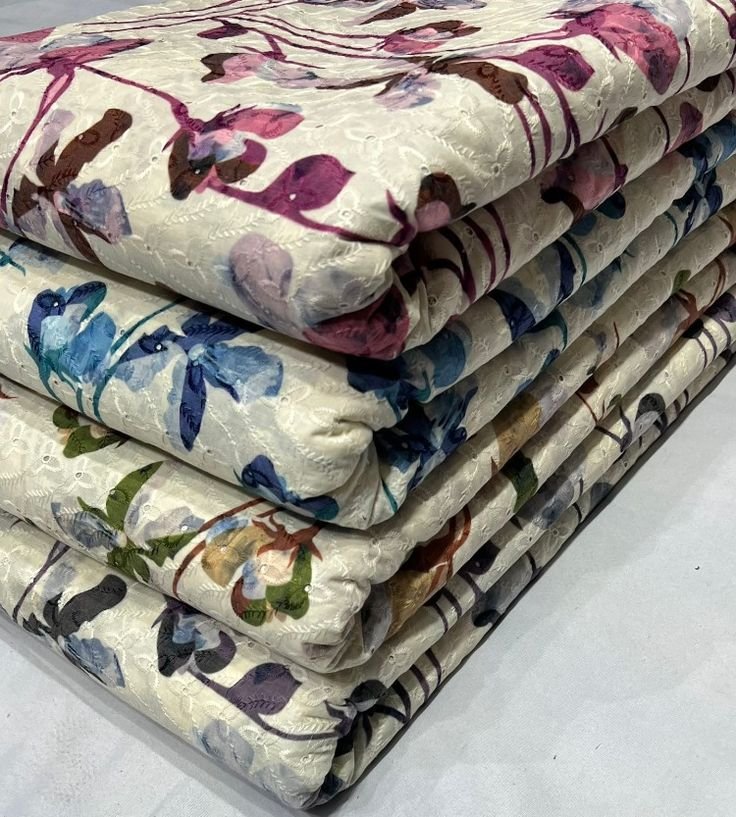 Discharge printed cotton fabric